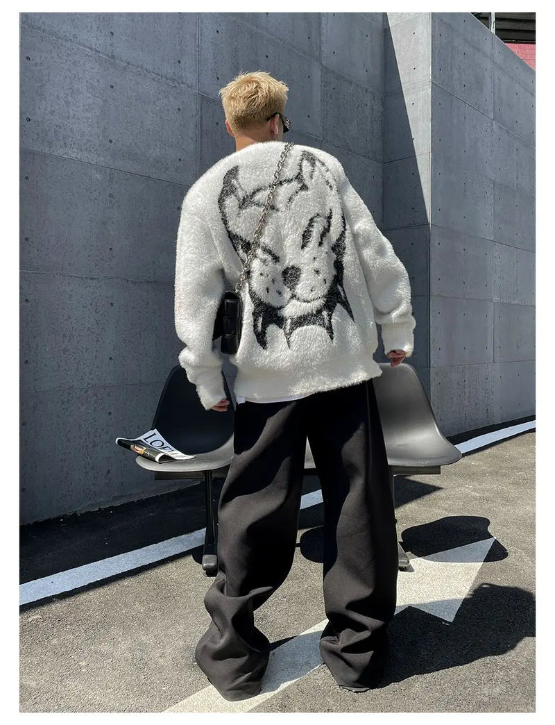 grunge knit pullover for fall and winter, oversized aesthetic with urban style, mens fashion layer for modern streetwear coll