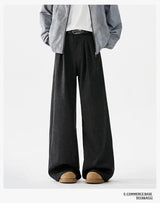 men loose casual korean streetwear fashion vintage straight wide leg suit pants trousers cityboy baggy pants unique default style 1733