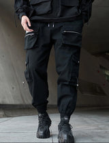hip hop loose fit elastic waist cargo pants fashion military pockets ankle trousers pants mens drewstring sweatpants joggers unique joggers style 4629