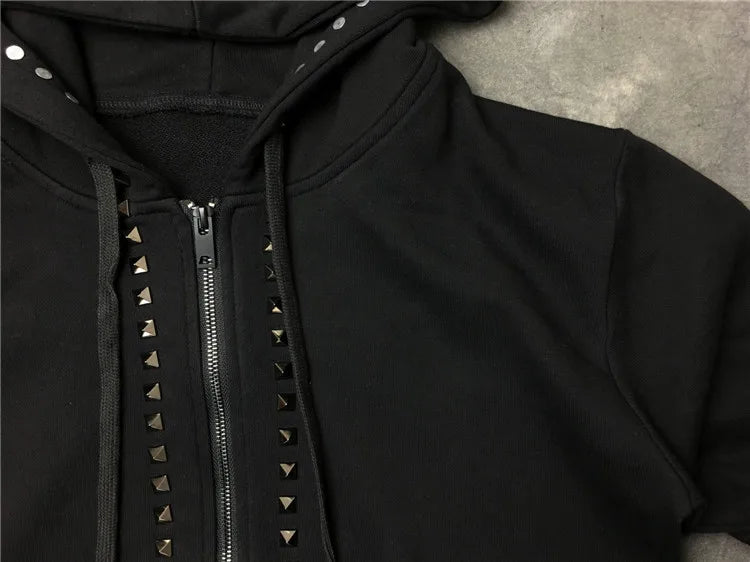 New Luxury Men Novelty Metal Rivets Hoodies Hoody Hooded Sweatshirts V