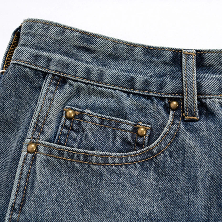 mens blue baggy jeans irregular patchwork streetwear hip hop loose jeans trousers male luxury designer denim pants vintage washed jeans