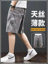 casual denim shorts mens 2024 summer trend ins pop japanese gothic hip hop loose casual cargo five quarter pants korean fashion multi-pocket cargos