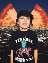 urban glitch graphic shirt with sadcore flame manga fusion