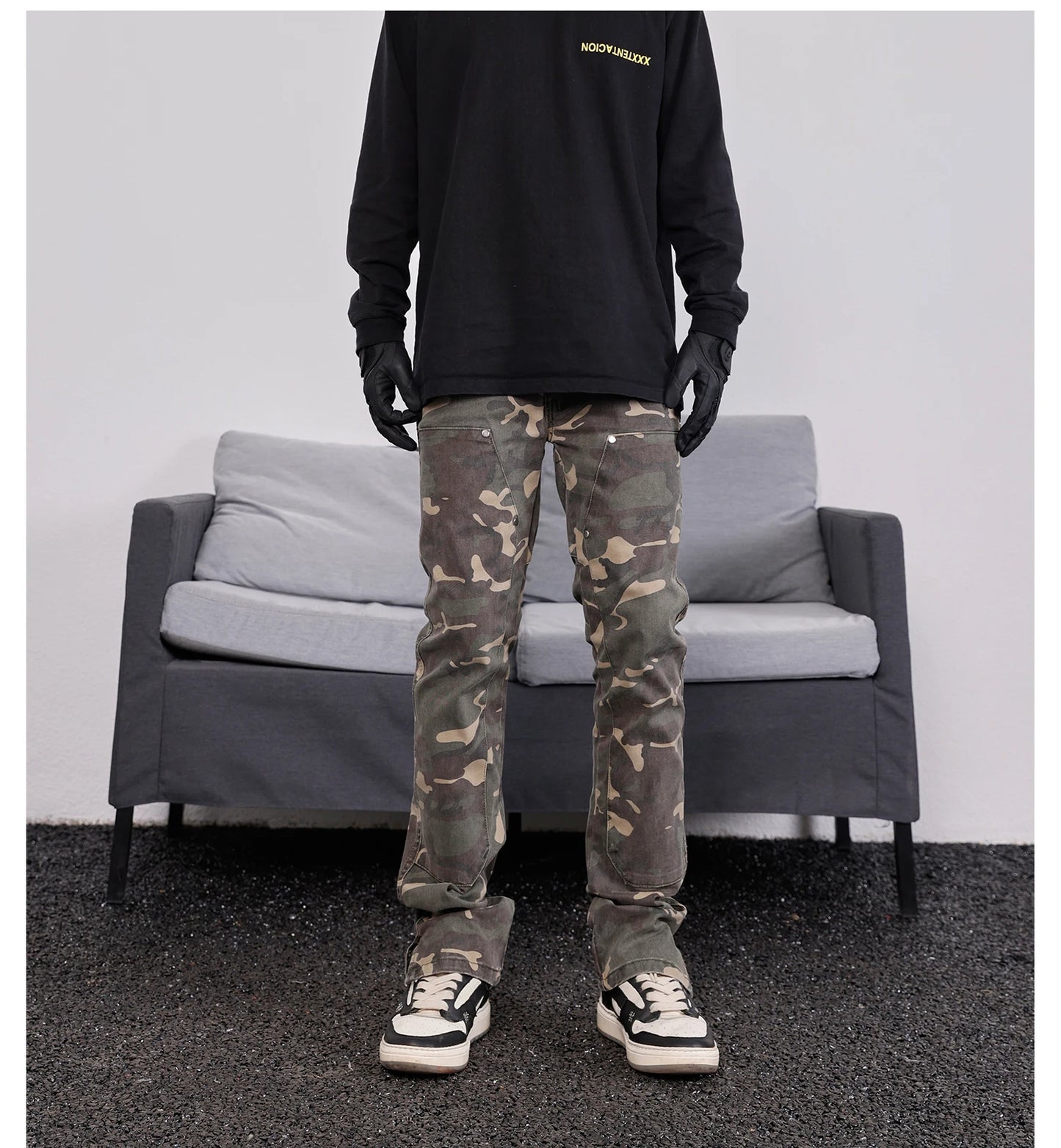 mens hip hop streetwear denim pants fashion camouflage pants 2023 harajuku cotton zipper joggers slim fit jeans trousers pants unique joggers style 2720