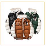 Winter Jacket Men's Two-piece  Hooded Cotton College Style Large Size Warm Baseball Varsity Jacket