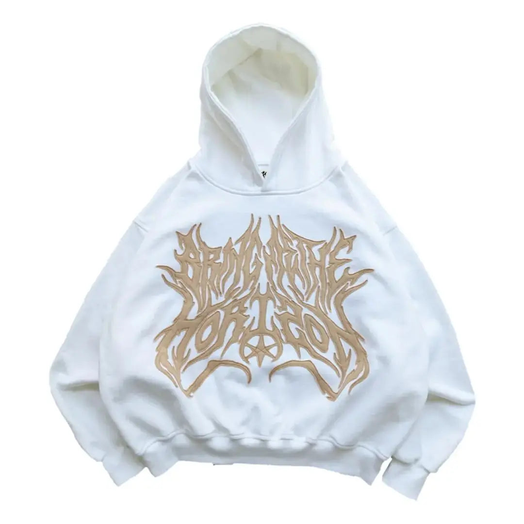 Punk Goth Oversized Patchwork Pattern Sweatshirt Hoodie Mens And Women