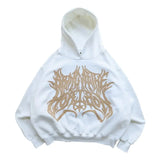 Punk Goth Oversized Patchwork Pattern Sweatshirt Hoodie Mens And Women