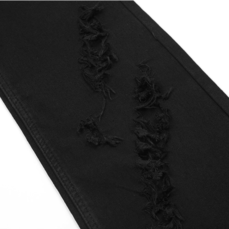 mens distressed ripped destroied tassel denim jean pants new fashion biker jeans streetwear flare pants joggers y2k men s jeans unique joggers style 4001