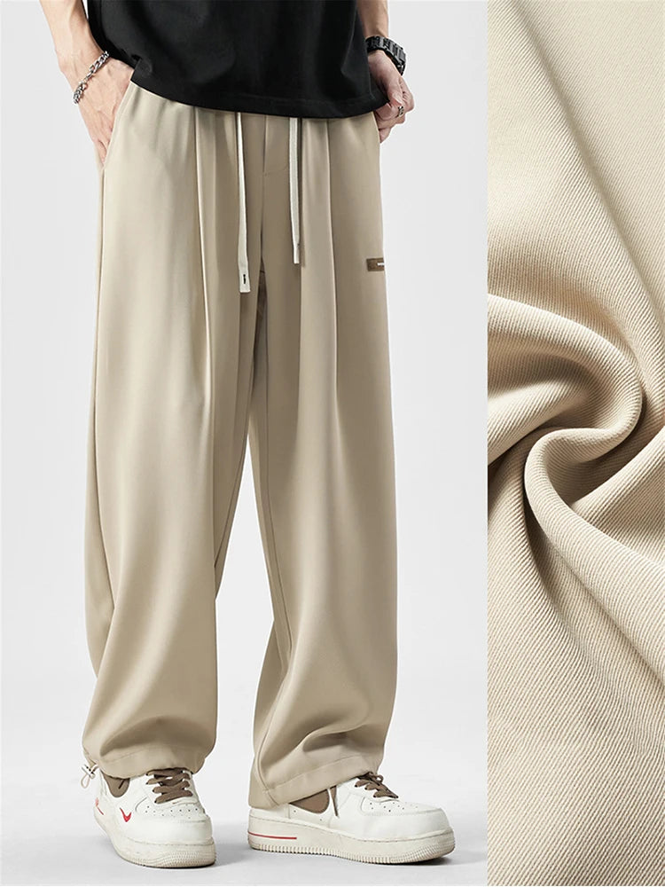 2024 new y2k straight gym pants mens korean fashion sportswear drawstring wide leg sweatpants casual baggy vintage trousers unique joggers style 3362