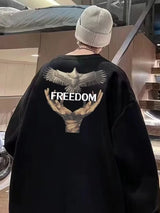 Dove Of Freedom Graphic Printed Men's Crewneck Hoodies Hip Hop Fashion Pullover Sweatshirts Hombre Y2K