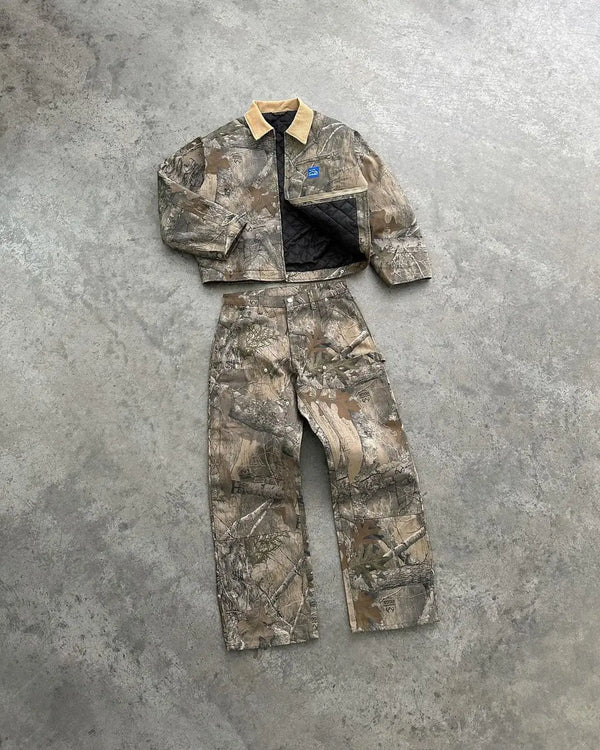 harajuku hunting camo hoodies y2k camouflage sweatpants two piece set streetwear oversized sweatshirts tracksuit men clothing streetwear sweatpants