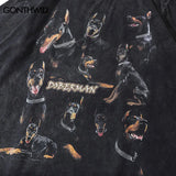 Vaporwave Oversized shirt – Oversize Distressed T Shirts Hip Hop Vintage Doberman Dog Pr