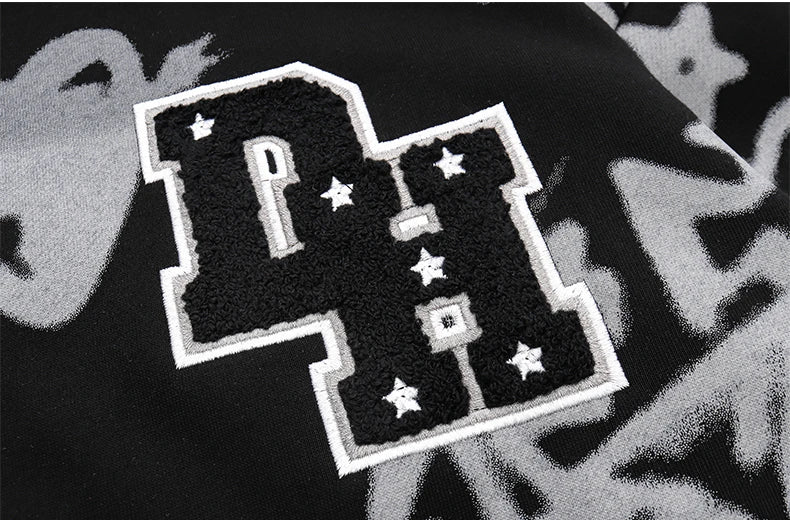 cyberpunk crying character featuring men harajuku graffiti printed hoodie sweatshirt casual streetwear zipper hooded pullover loose hip hop hipster pullovers hoodies