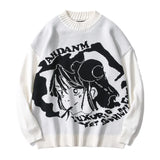 fashion knitted sweater autumn winter o neck anime characters pullover streetwear unisex casual loose sweaters jumper knitwears streetwear fashion hoodie, trendy hip hop style outerwear, high quality cotton pullover