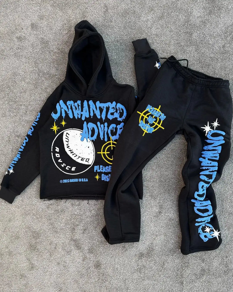2024 y2k long sleeved foam printed pullover hoodie sweatshirt and pants two piece streetwear trendy wear dark vintage casual 1 unique default style 2220