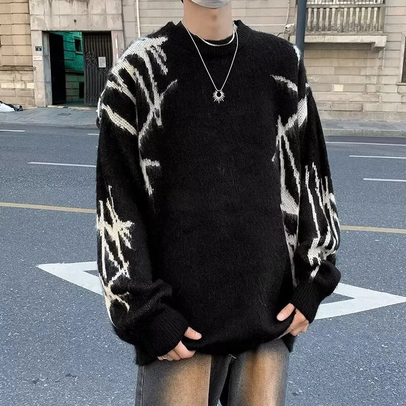 y2k flame streetwear, 2025 trend fit, trendy urban fashion top for men, layered streetwear look