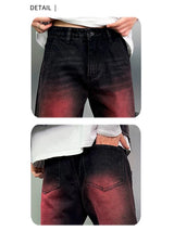 2024 spring autumn high street wide leg denim pants men render red loose straight jeans y2k fashion streetwear baggy trousers unique jeans style 4416