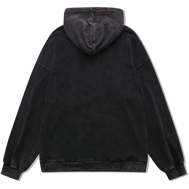 Men Hip Hop Hoodie Streetwear Vintage Skeleton Skull Devil Print Distr