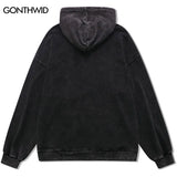 Men Hip Hop Hoodie Streetwear Vintage Skeleton Skull Devil Print Distr