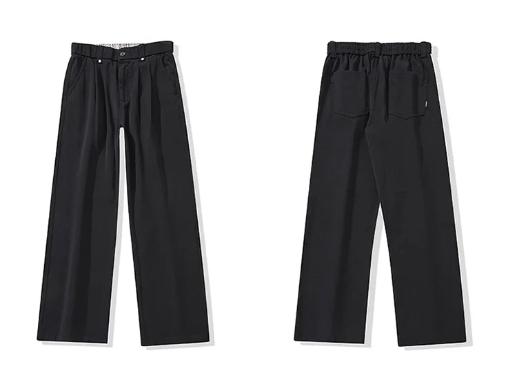 mens trend streetwear fashion loose casual plus size straight wide leg suit pant office man commute work pants trousers unique default style 2192