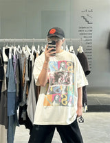 anime graphic tee featuring vintage retro series veges print high street worn streetwear cotton quality casual loose short sleeve tops t shirt