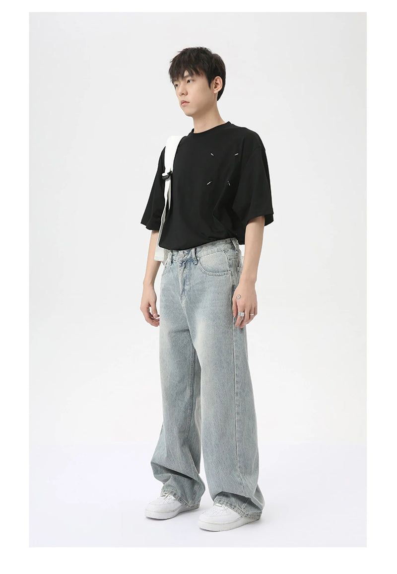 vintage baggy jeans mens streetwear hip hop loose blue denim pants hi street luxury designer jeans trousers man unique jeans style 4478
