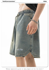 summer distressed denim shorts basic casual streetwear short jeans embroidery baggy hip hop fashion y2k blue bermuda shorts unique jeans style 3453