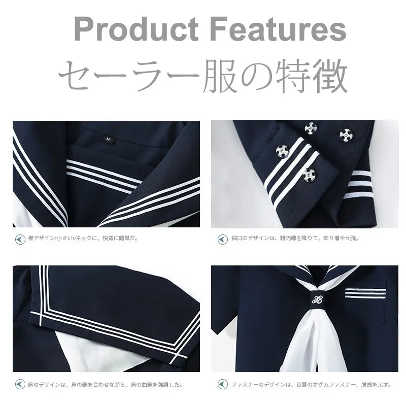 Navy Sailor Outfit Japanese Style School Uniform Skirt Girls JK Uniforms Student Sailor Dress Korean Student Seifuku COS Costume