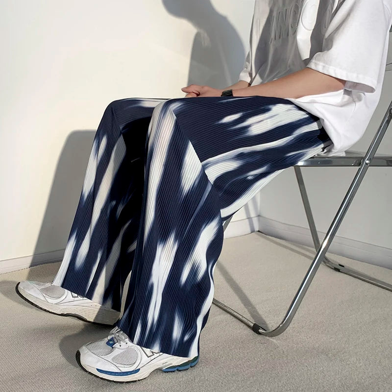 pleated pants mens fashion retro casual pants men japanese streetwear loose hip hop wide leg pants mens ice silk trousers m 3xl clean everyday pants