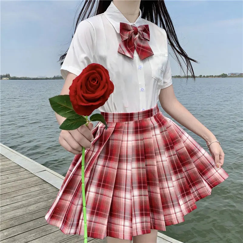 Jk Uniforms Gyaru School Uniform for Girl Student Pleated Skirt Uniform Set Women Short Sleeve Bow Tie Seifuku Japanese Style
