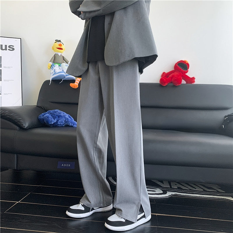 2023 summer new fashion casual trousers men loose straight side men suit pants korean casual pants boutique clothing menswear bottoms
