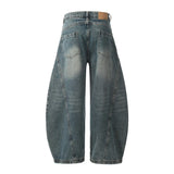 Men Women American Streetwear Vintage Washed Denim Loose Casual Wide Leg Baggy Jeans Couple Harem Jeans Trousers