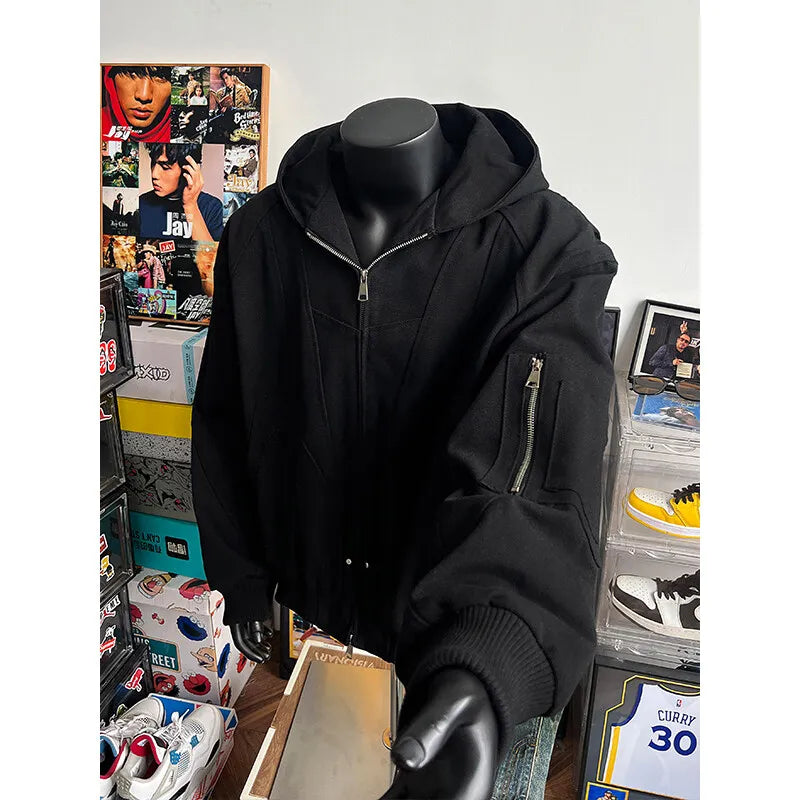 techwear bomber jacket, urban fit, men's streetwear fashion, trendy oversized fit, urban techwear design, modern hip hop styl