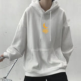 Cartoon Moon Graphic Hoodies Men Casual Hip Hop Streetwear Fleece