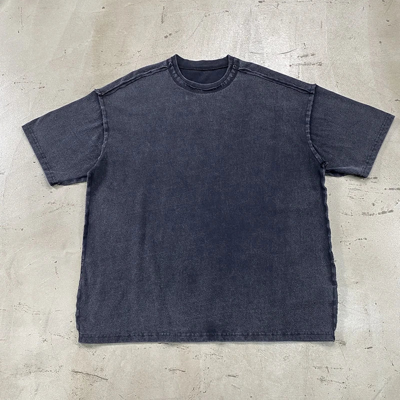 Skatercore Chrome logo – 2024 Summer New Washed Oversized Tshirt Worn Out Retro Distr