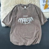 Gothic Melting smiley – Washed T Shirt Men Gothic Style Printed T Shirt Large Size L