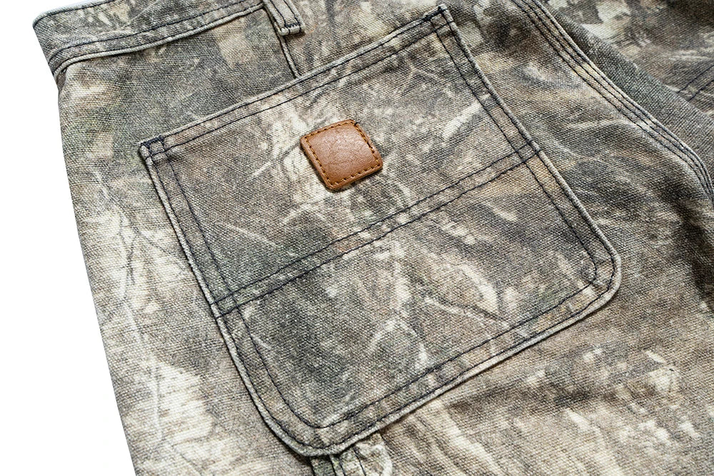 streetwear trees print camouflage baggy jeans for men and women patchwork washed casual denim trouses oversized loose cargos unique cargo style 988