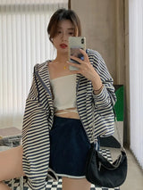 Autumn And Winter New Korean Style Ins Casual Sports Style Striped Hoo