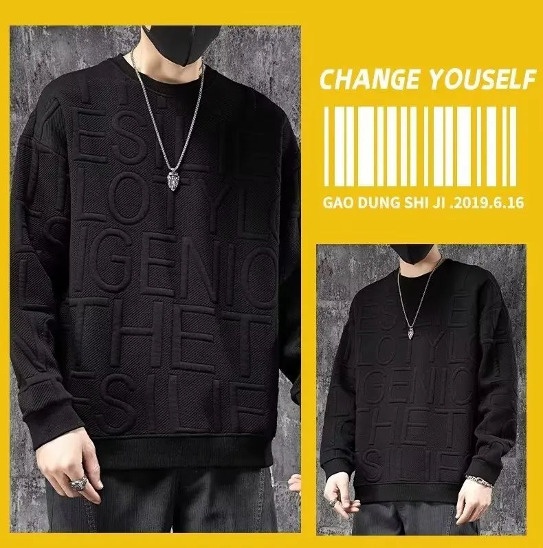 Sadcore Chrome logo – Autumn Mens Sweatshirt American Trendy 3D Letters Top Haraju