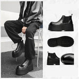 Increase Chelsea Men's Streetwear Fashion Thick Soled Platform Leather Casual Shoes Luxury Designer Boots Shoe for Men