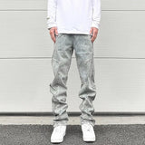 side long zipper open denim jeans mens elastic waist straight biker trousers jeans fashion streetwear hip hop jean pants joggers unique joggers style 2541