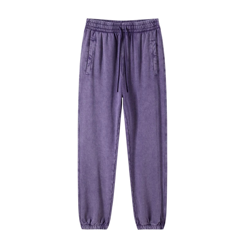 high street dark distressed vintage baggy joggers pants ins versatile drawstring sports pants men washing wax dyeing sweatpants unique joggers style 3183