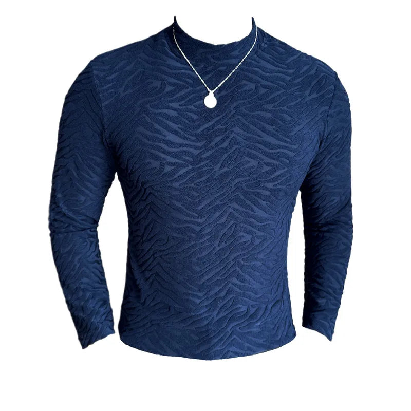 Cyberpunk Crying character – Semi Turtleneck Stretch Slim Fit T Shirt Men Long Sleeve Thi