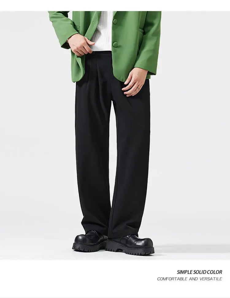 suit pant men korean streetwear fashion loose casual plus size straight suit pant office man commuter pants trousers unique default style 2234