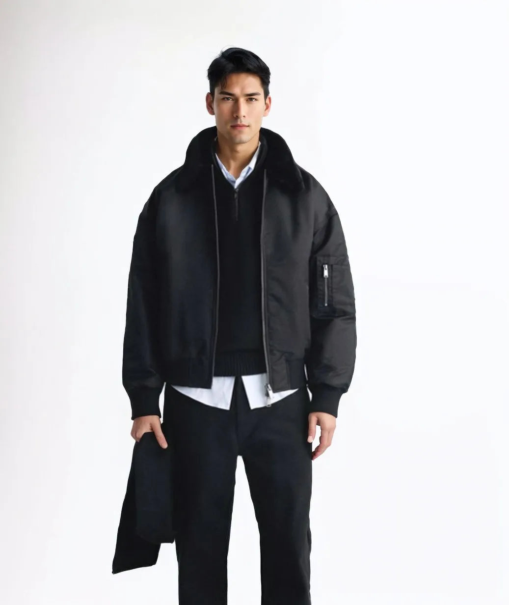leather panel jacket, streetwear for men, men's streetwear fashion, oversized urban jacket, high quality cold-weather coat