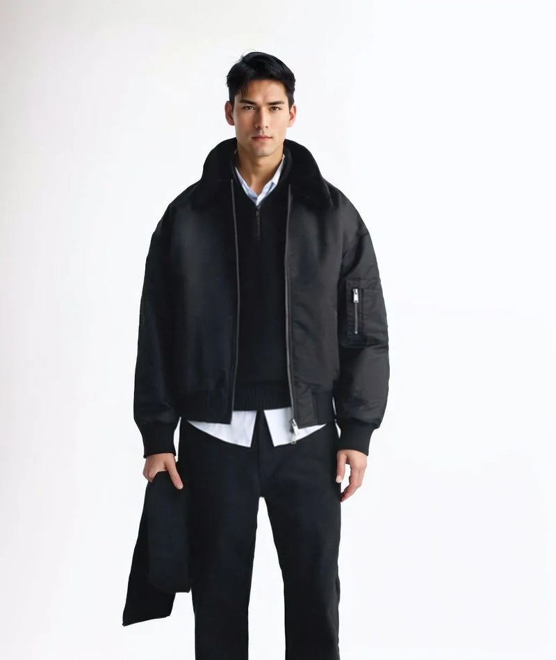 leather panel jacket, streetwear for men, men's streetwear fashion, oversized urban jacket, high quality cold-weather coat
