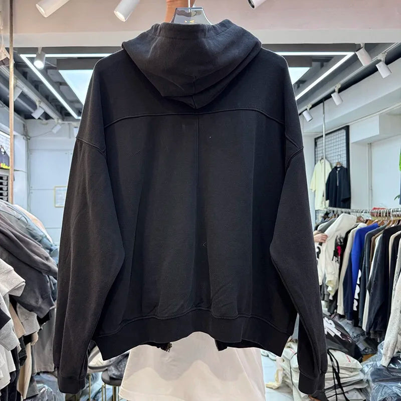 Rapper-style oversized hoodie with bold street branding