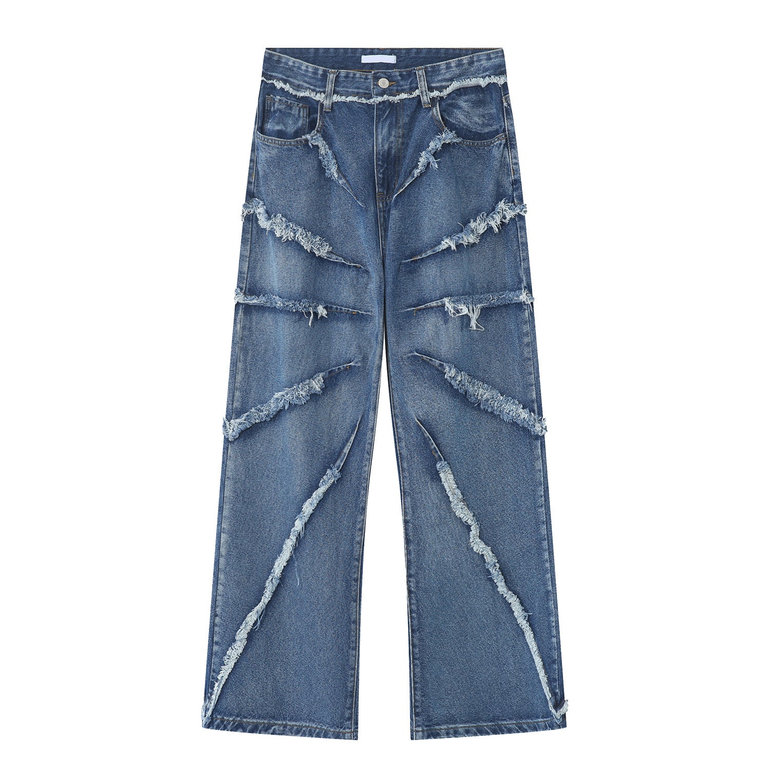 2023 european and american mens jeans new products personality trend hip hop fringed loose wide leg denim trousers unique jeans style 710