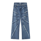 2023 european and american mens jeans new products personality trend hip hop fringed loose wide leg denim trousers unique jeans style 710