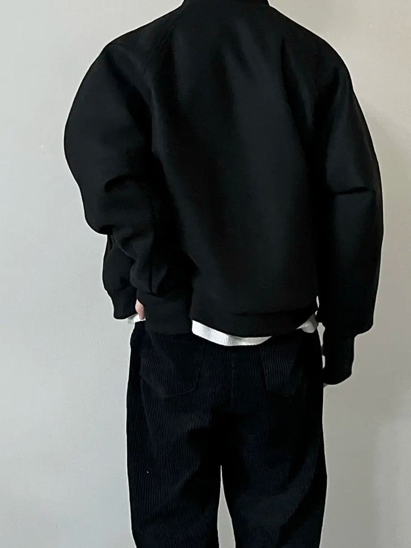 Autumn and Winter Korean Grey Stand Up Collar Jacket for Men's Trendy Ins Loose and Versatile Design Y2K Zipper Short Coat